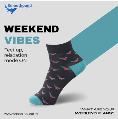 Smoothhound post: Weekend vibes, feet up, relaxation mode on, with a dark patterned sock